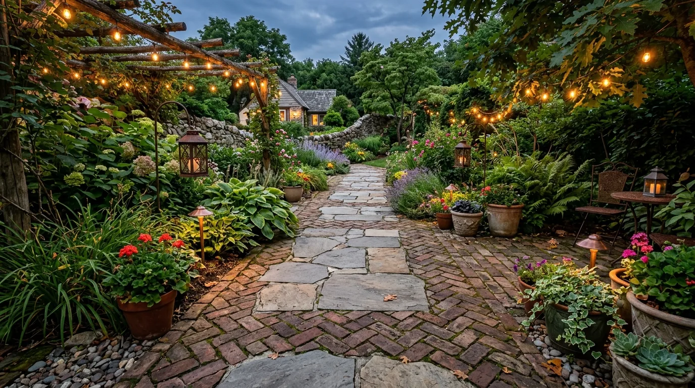 Paver Walkway With Layered Beds